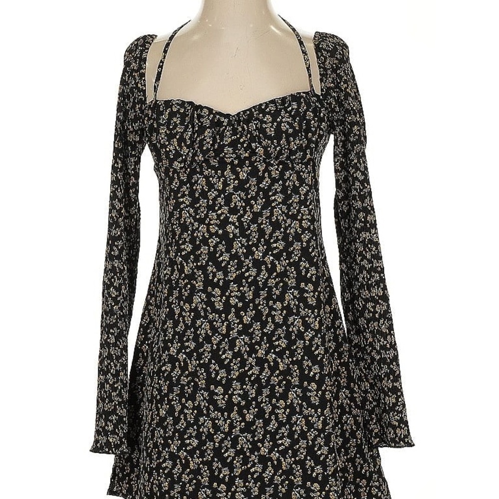 La Hearts Black and Yellow Long Sleeve Sundress
